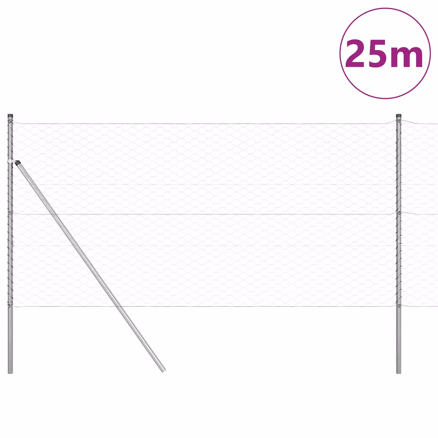 Berkfield Home Hexagon Fence in Silver Galvanised Steel, H: 140 cm x W: 25 m – 2