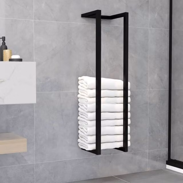 Berkfield Home Matt Black Metal Towel Rack, W/D/H: 25 x 20 x 95 cm – 1