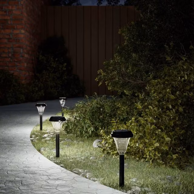 Berkfield Home Solar Pathway Lights with Ground Spikes, 12 Pack, Black