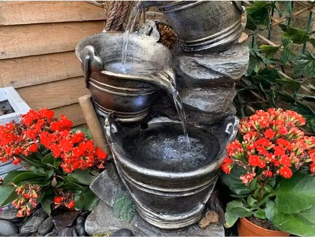 Tranquility Antique Metal and Ceramic Cascade Water Feature in Grey