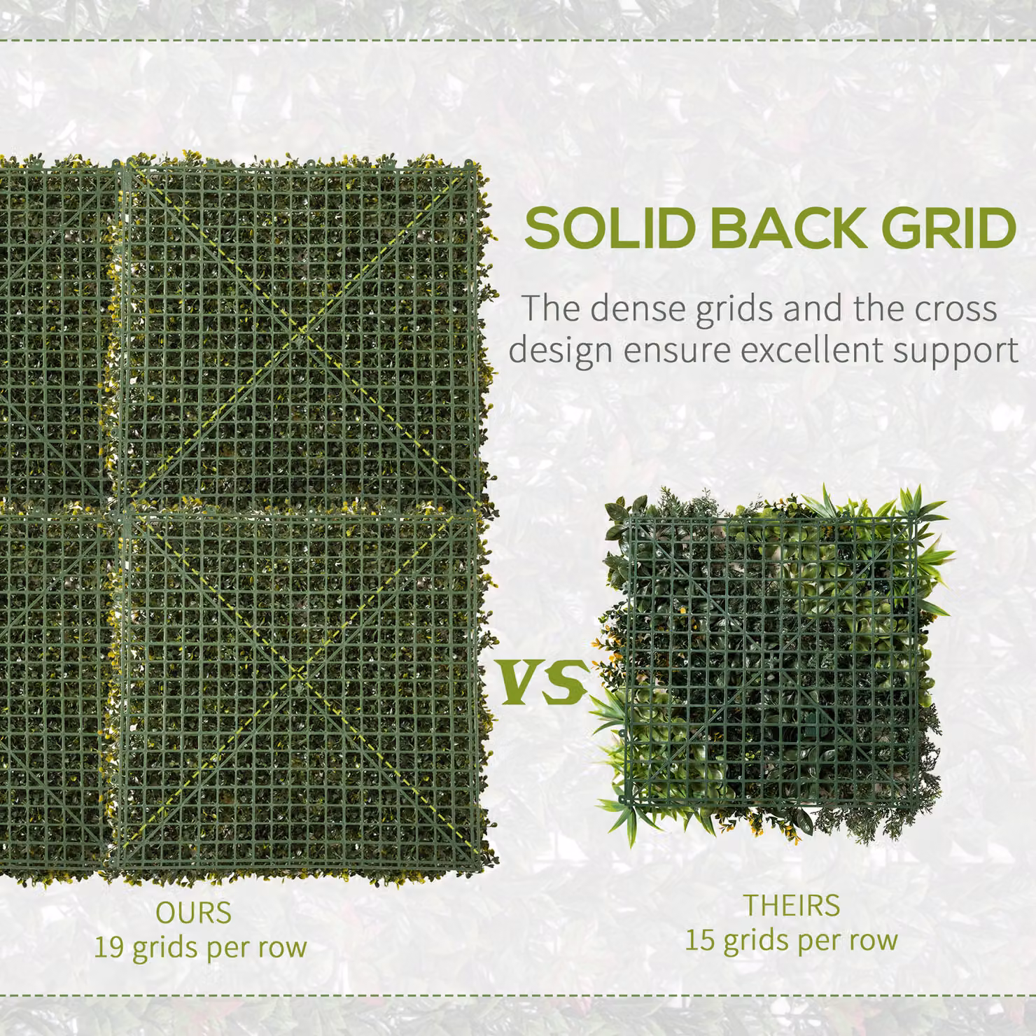 Outsunny 12-Piece Artificial Boxwood Wall Panels, Green Faux Hedge Privacy Fence Screen, W/D/H: 50 x 50 x 50 cm – 6