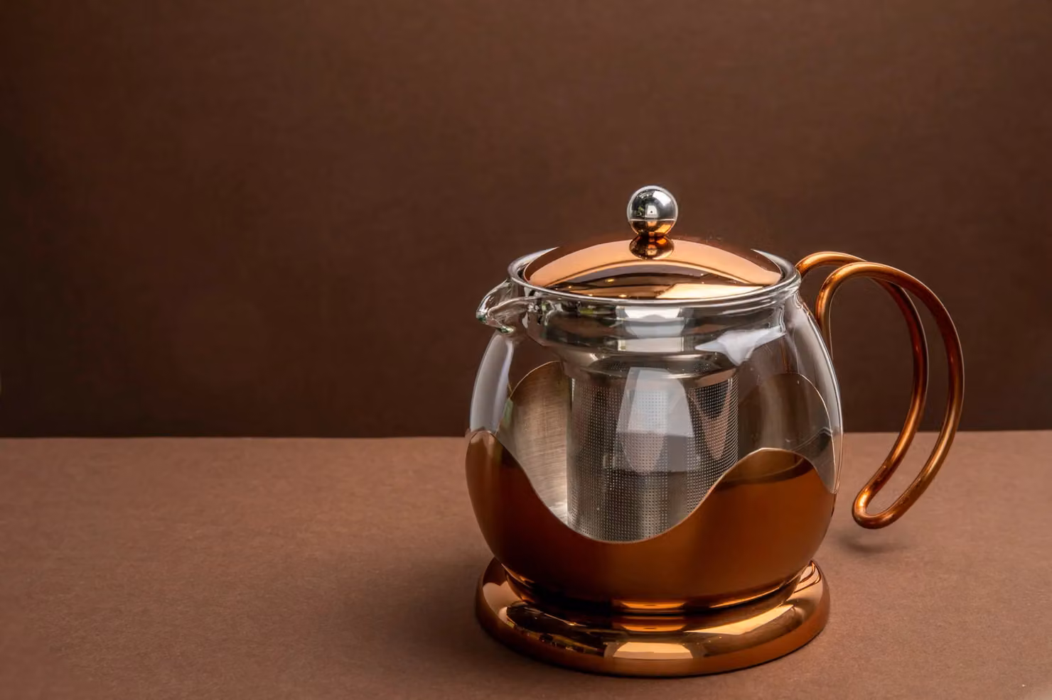 La Cafetiere Le Teapot Glass Loose Leaf Teapot with Infuser in Bronze and Copper, Height: 17.5 cm – 4