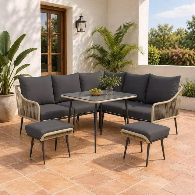 STILVORA 6-Piece Modern Sofa Set with Steel Frame in Grey – 1