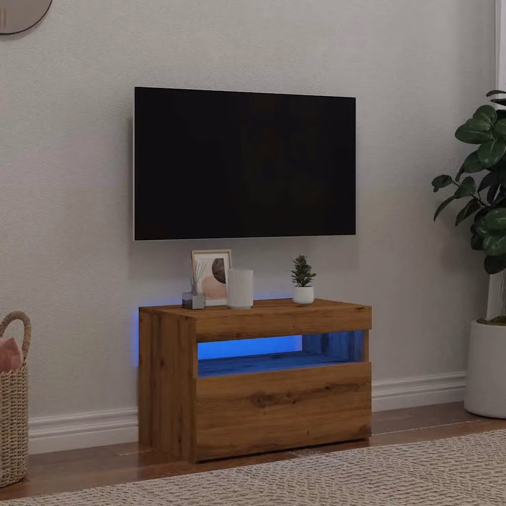 Berkfield Home Artisan Oak TV Cabinet with Integrated LED Lights, Brown, W/D/H: 60 x 35 x 40 cm – 5