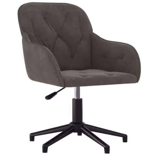 vidaXL Modern Velvet Task Chair in Grey with Armrests and 360 Degree Swivel, W/D/H: 56 x 61.5 x 72 cm – 1