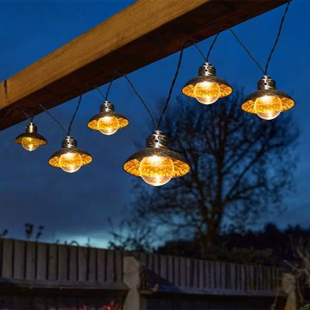 Garden Mile Evo Solar Vintage String Lights in Silver with Warm White Glow