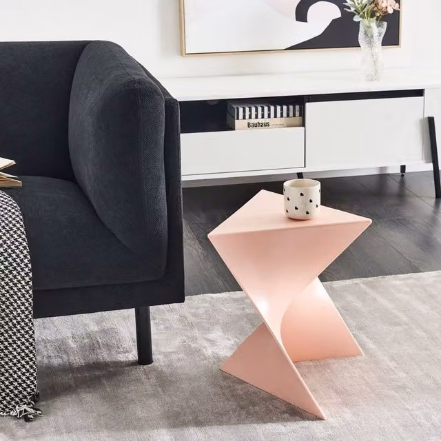 Wyld Haus Pastel Pink Triangular Geometric Side Table