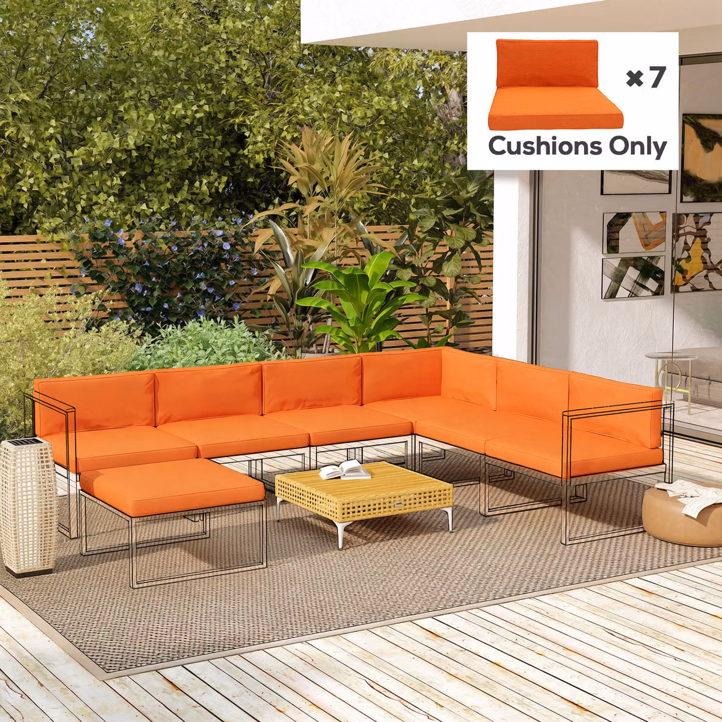 Outsunny 14-piece Dining Set Cushion Set in Orange – 7