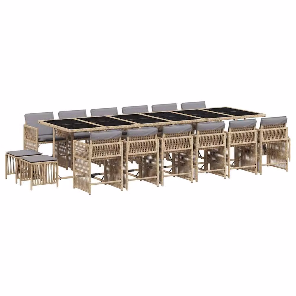Berkfield Home 17 Piece Poly Rattan Garden Dining Set with Beige Cushions – 2