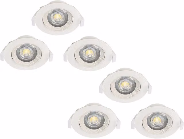 Loops White Plastic Adjustable Flush Ceiling LED Downlight 5W