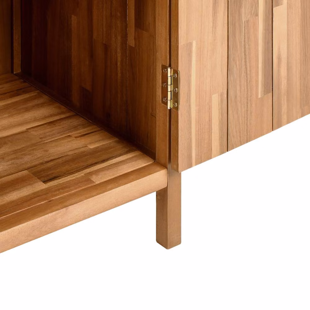 Wyld and Coco Acacia Wood Outdoor Kitchen Cabinet in Brown with Internal Shelves and Hinged Doors, W/D/H: 50 x 50 x 90 cm – 6