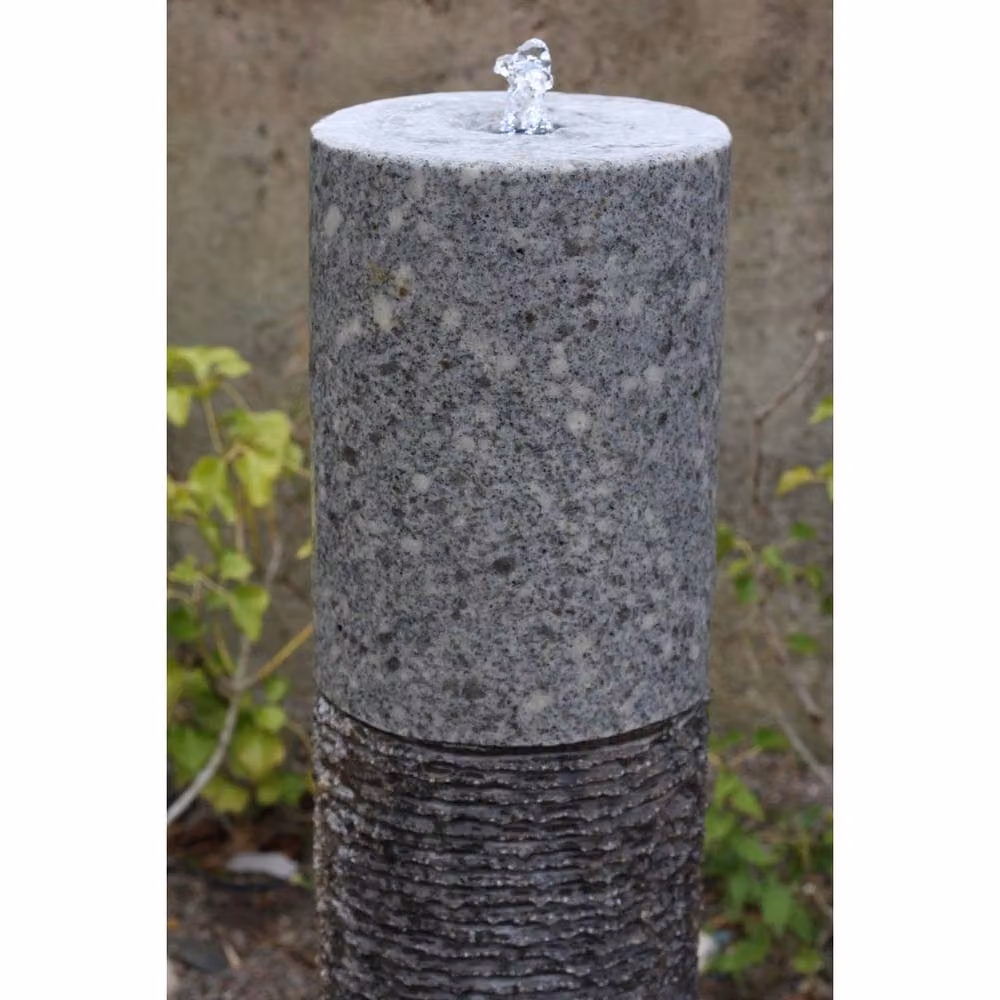 Buttercup Farm Two Tone Granite Column Water Feature in Grey with Pump, Light and Reservoir – 2