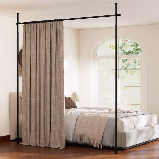 Costway Black Metal Floor to Ceiling Tension Rod Room Partition Separator