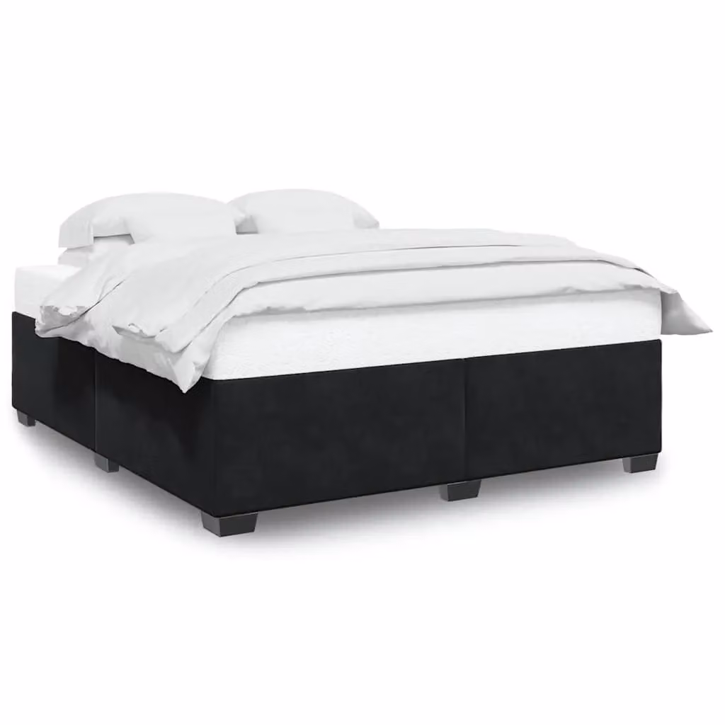 Berkfield Home Super King Upholstered Velvet Bed Frame in Black, 200 x 200 cm – 2