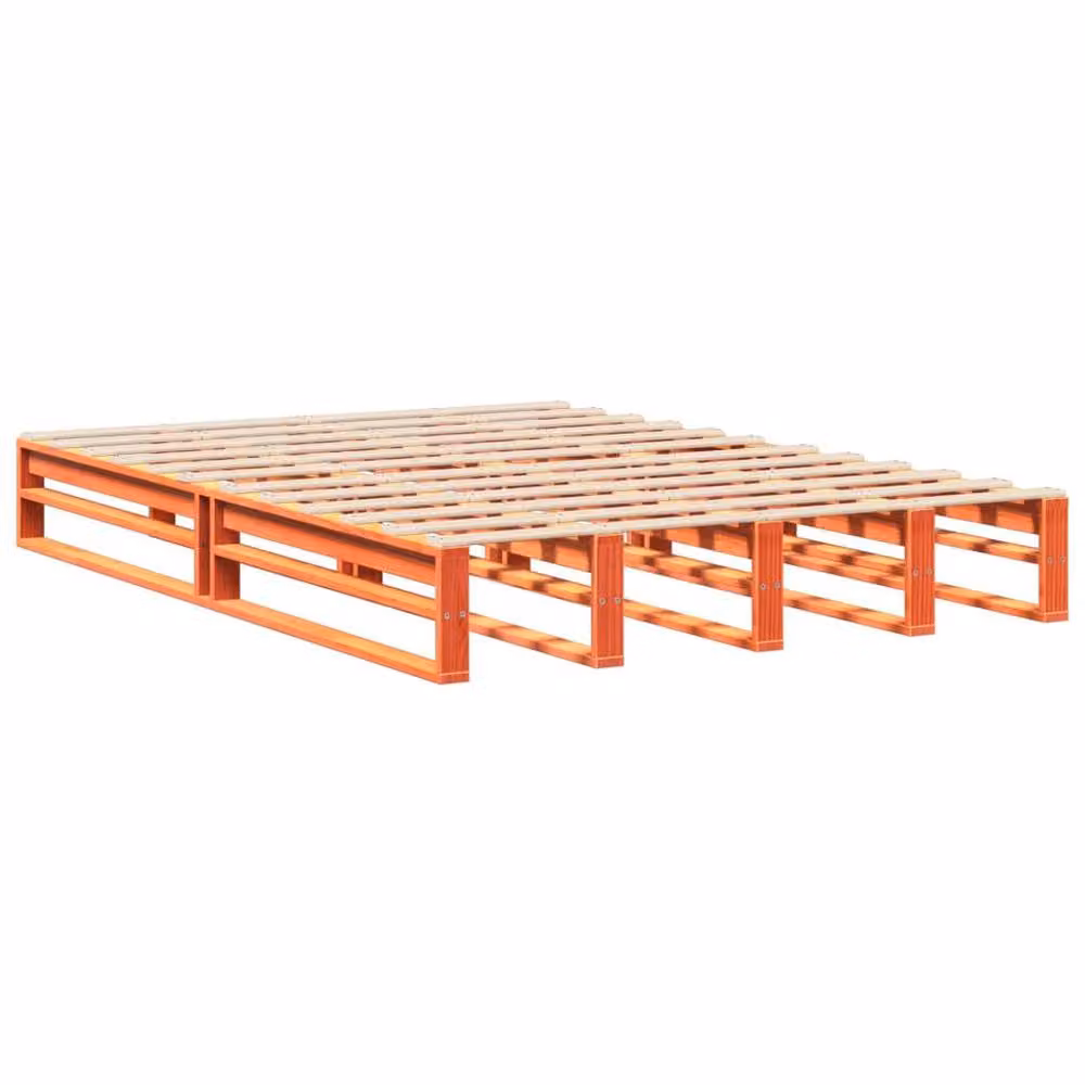 Berkfield Home Small Double Solid Wood Pine Bed Frame, Waxed Brown, W/D/H: 120 x 190 cm – 3