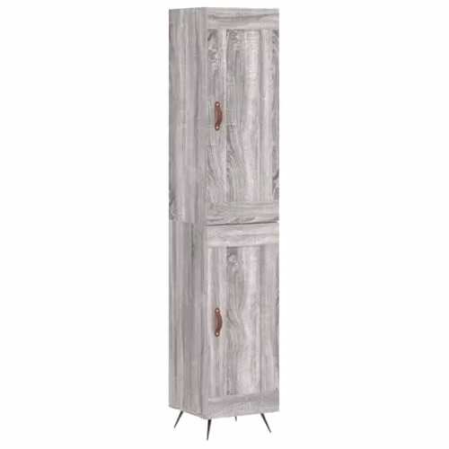 vidaXL Modern Grey Sonoma Highboard with Hinged Doors, W/D/H: 34.5 x 29.4 x 180 cm – 1