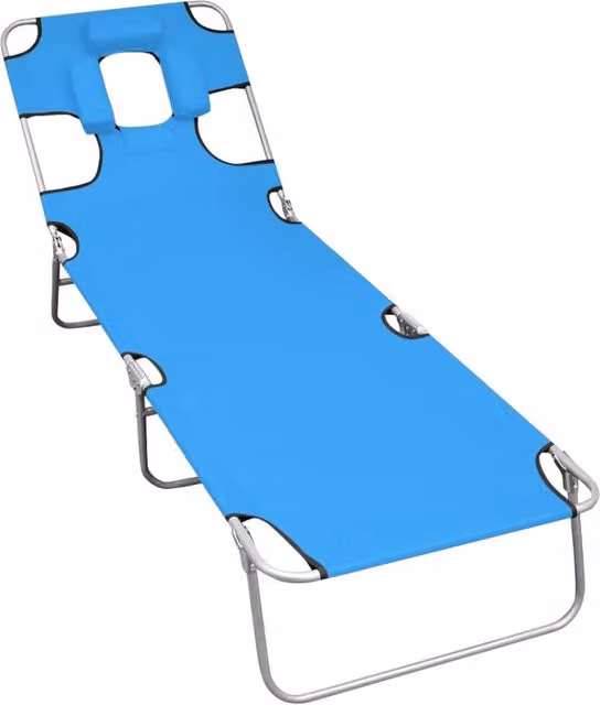 Berkfield Home Folding Sun Lounger with Adjustable Headrest in Turquoise Blue Steel