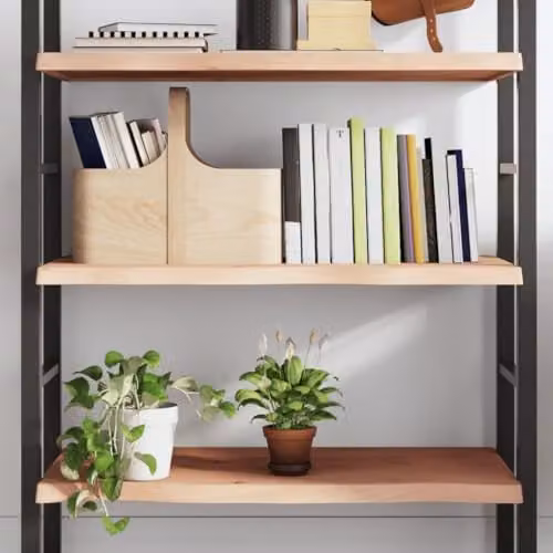 vidaXL Wall Mounted Oak Wood Shelf, Brown, W: 80 cm, D: 50 cm, H: 2-4 cm – 2