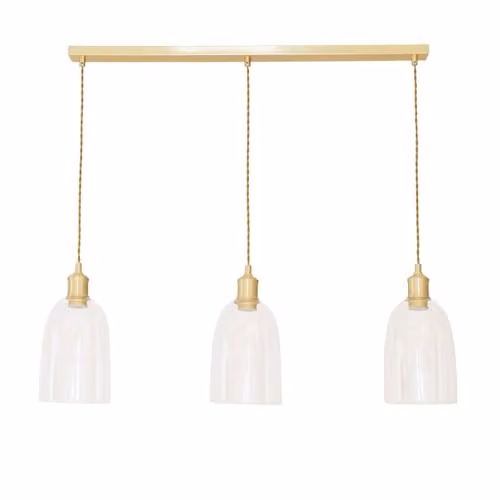 ValueLights Kira 3-Drop Glass Dome Bar Pendant Light in Brushed Gold with Bulbs Included