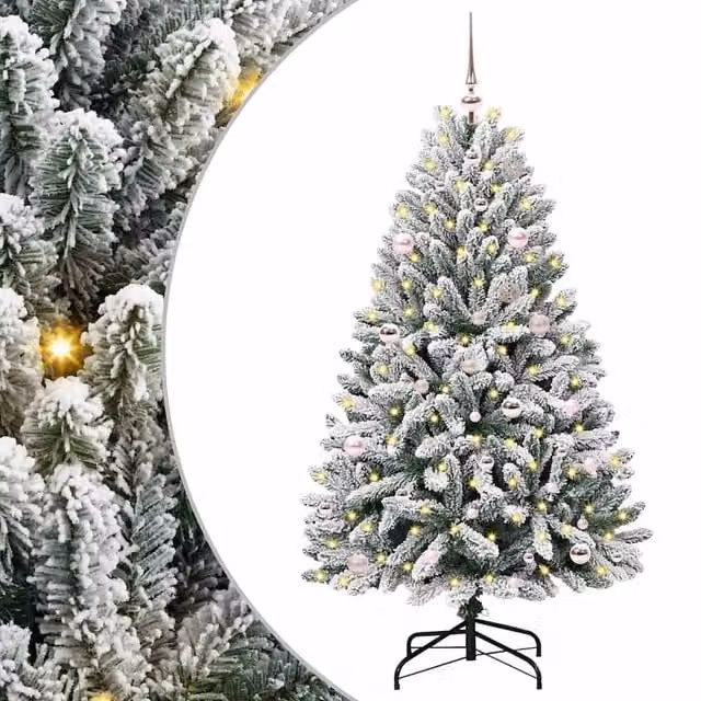Berkfield Home Artificial Christmas Tree in Green and White, Height: 150 cm – 1