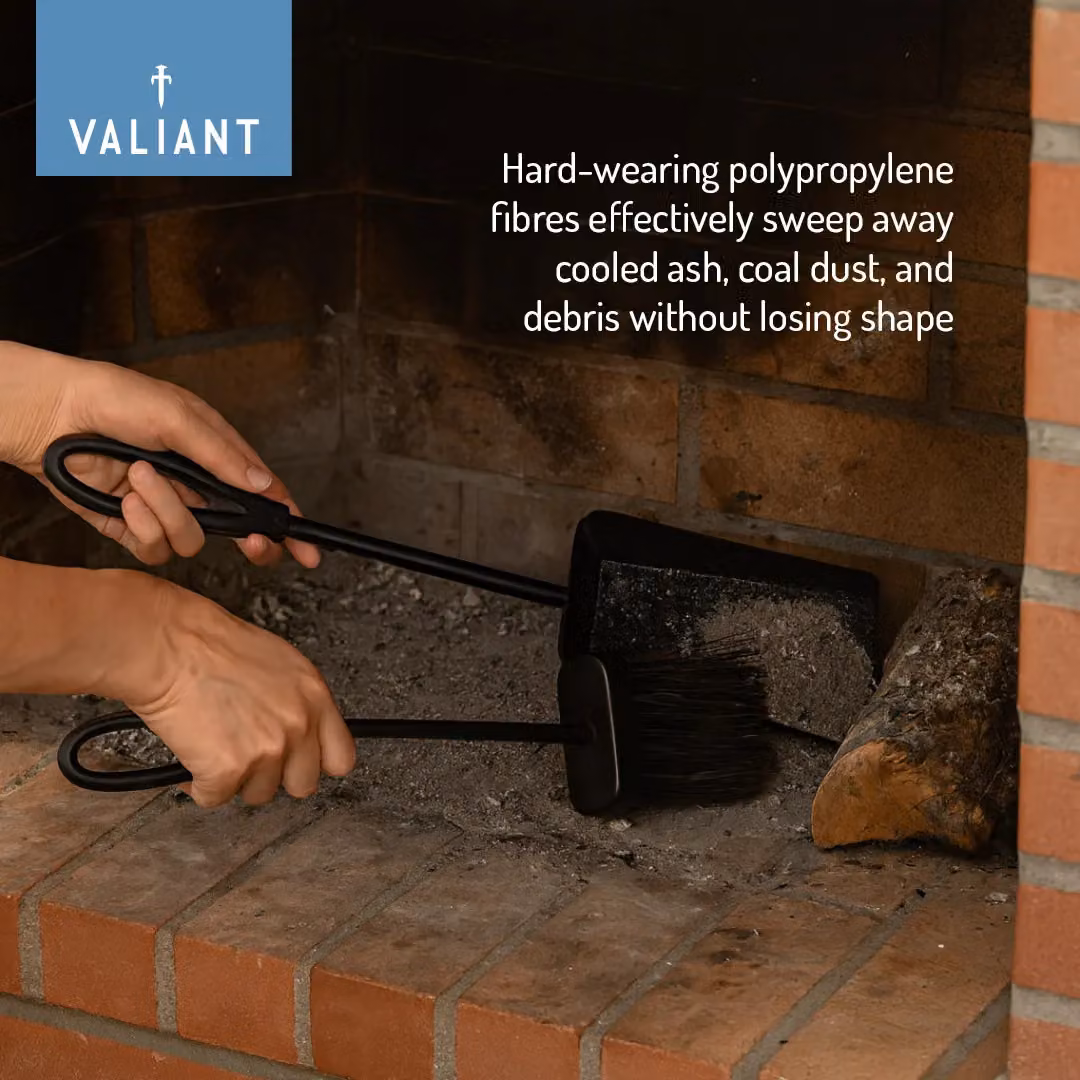 Valiant Black Fireside Ash Brush and Coal Shovel Set with Stand – 3