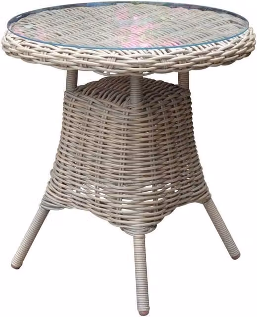 Lemon Pavilion Amalfi Collection Outdoor Bistro Table with Glass Top, Beige, W: 70 cm, D: 70 cm, H: 72 cm