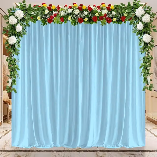 Trimming Shop Wrinkle-Free Spandex Backdrop Curtain, Blue, W: 300 cm, H: 300 cm, D: 43 cm