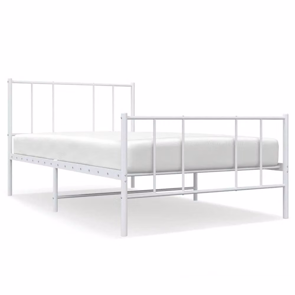 Berkfield Home Metal Bed Frame with Headboard and Footboard in White W/D/H: 105 x 190 x 90 cm – 2