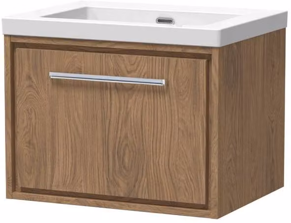 Balterley Longnor 1 Drawer Unit with 1TH Fireclay Basin in Antique Oak Brown, W: 60 cm