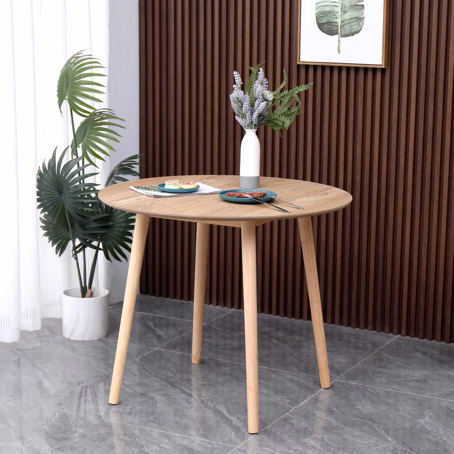 Nordlys Round Scandinavian Design Wood Dining Table in Brown Walnut – 3