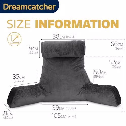 Dreamcatcher Grey Velvet Memory Foam Reading Pillow with Contoured Neck and Back Support – 3