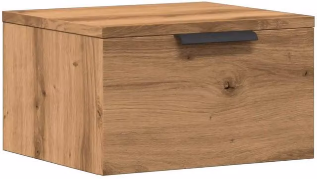 Berkfield Home Artisan Oak Wall-mounted Bedside Cabinet, Brown, W: 34 cm, D: 30 cm, H: 20 cm