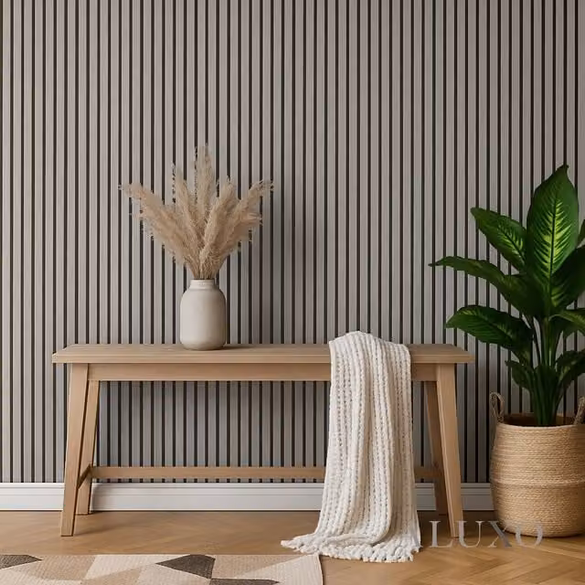 ALUXO Set of 2 Acoustic 3D Real Wood Slatted Wall Panels in Ash Grey