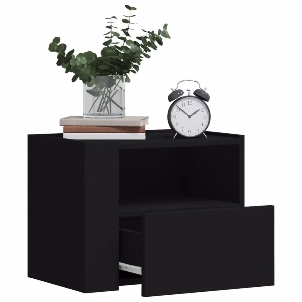 Berkfield Home Wall-mounted Bedside Cabinet in Black, W: 45 cm, D: 30 cm, H: 35 cm – 3