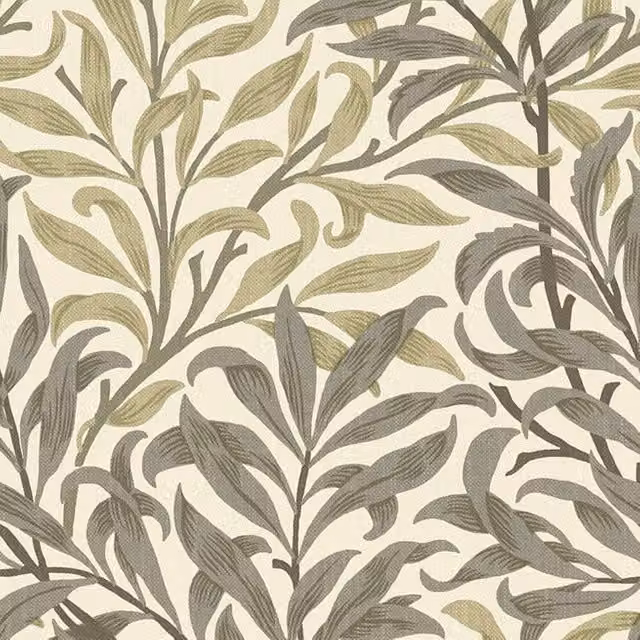 William Morris At Home Willow Bough Flax Fabric in Beige and Multicolour