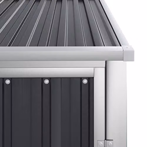 vidaXL Garden Tool Shed in Anthracite, Galvanised Steel Storage Shed with Single Door, W/D/H: 88 x 89 x 161 cm – 3