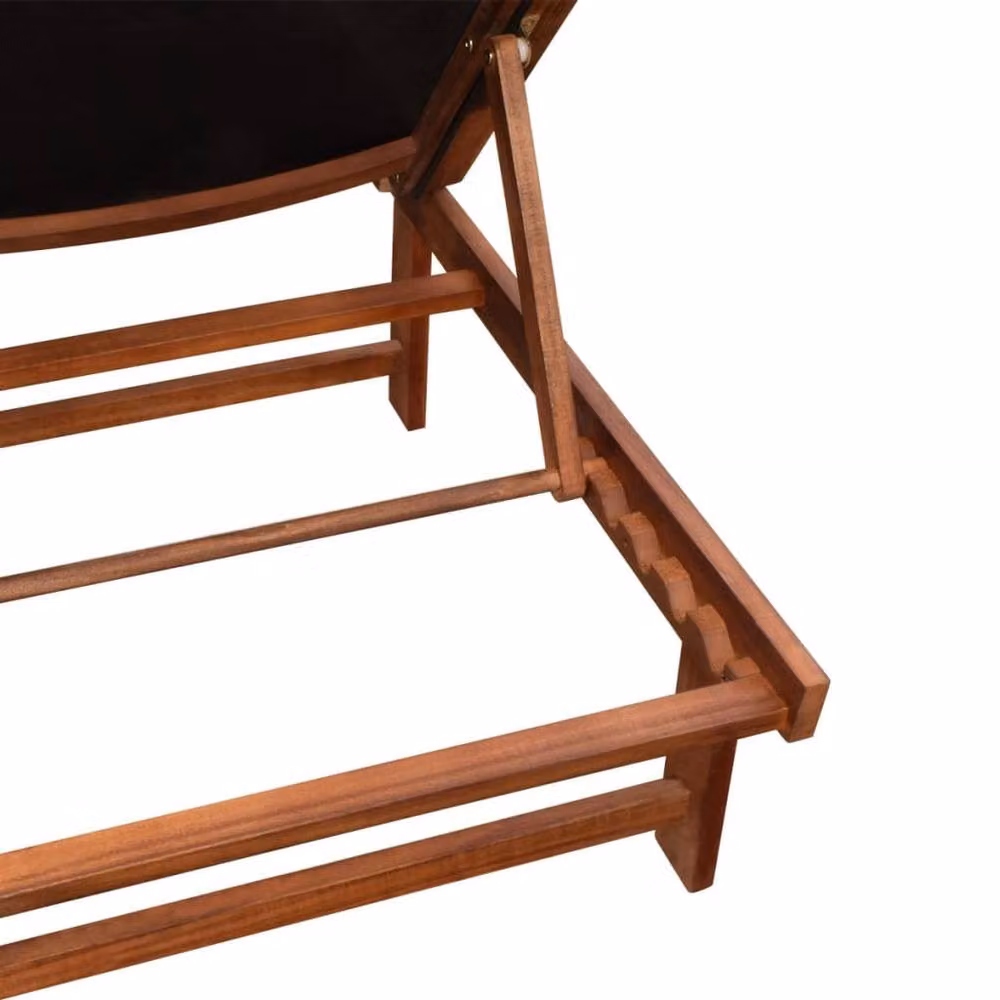 Berkfield Home Sun Lounger Set with Table, Brown Acacia Wood and Textilene – 3