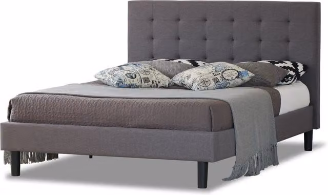 Modernique Grey Fabric Single 3ft Bed with Solid Wood Sprung Slatted Base, W/D/H: 90 x 190 cm