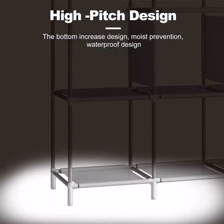 PAWNORA Large Fabric and Metal Canvas Wardrobe in Black