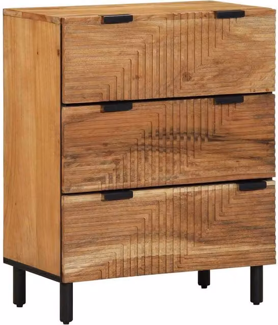 Berkfield Home Set of 2 Brown Acacia Solid Wood Sideboards, W/D/H: 60 x 33 x 75 cm – 1