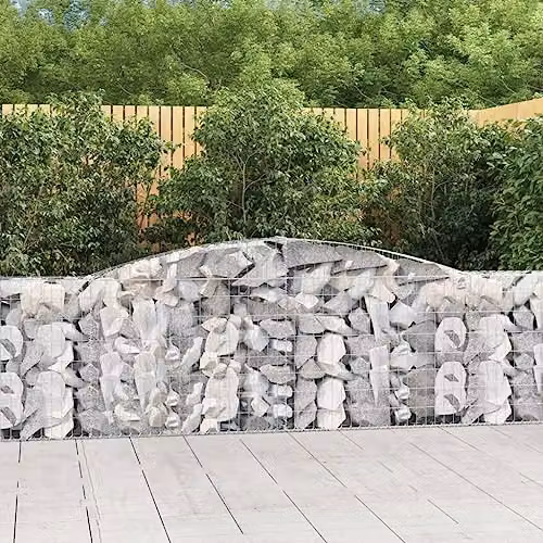 vidaXL Arched Gabion Baskets, 5 Piece Set, Silver Galvanised Steel, W: 400 cm, D: 30 cm, H: 80-100 cm – 2