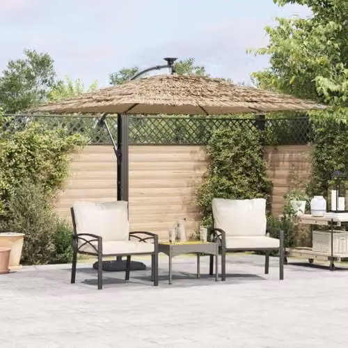 vidaXL Garden Parasol with Steel Pole and Polyester Canopy, Brown, W/D/H: 290 x 290 x 238 cm – 3