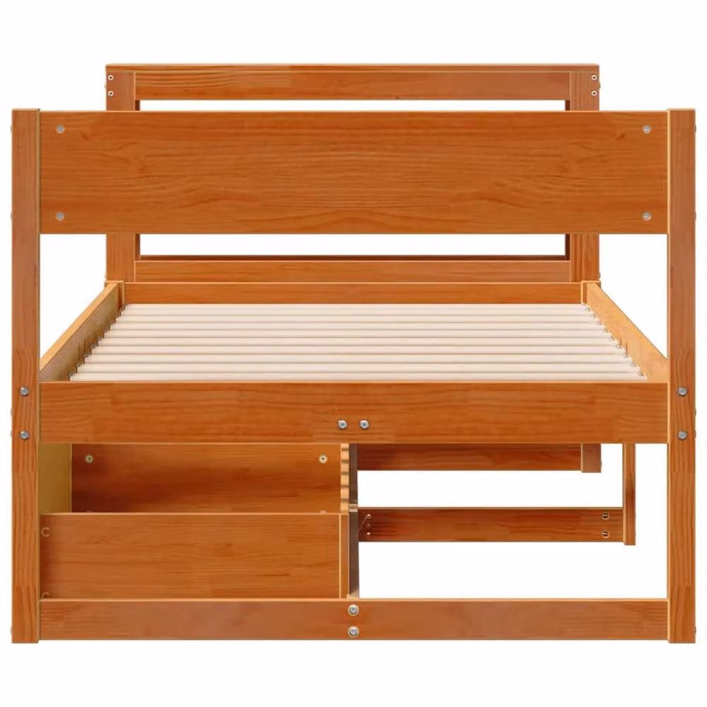 Berkfield Home Small Single Solid Wood Pine Bed Frame, Wax Brown, W/D/H: 75 x 190 cm – 3