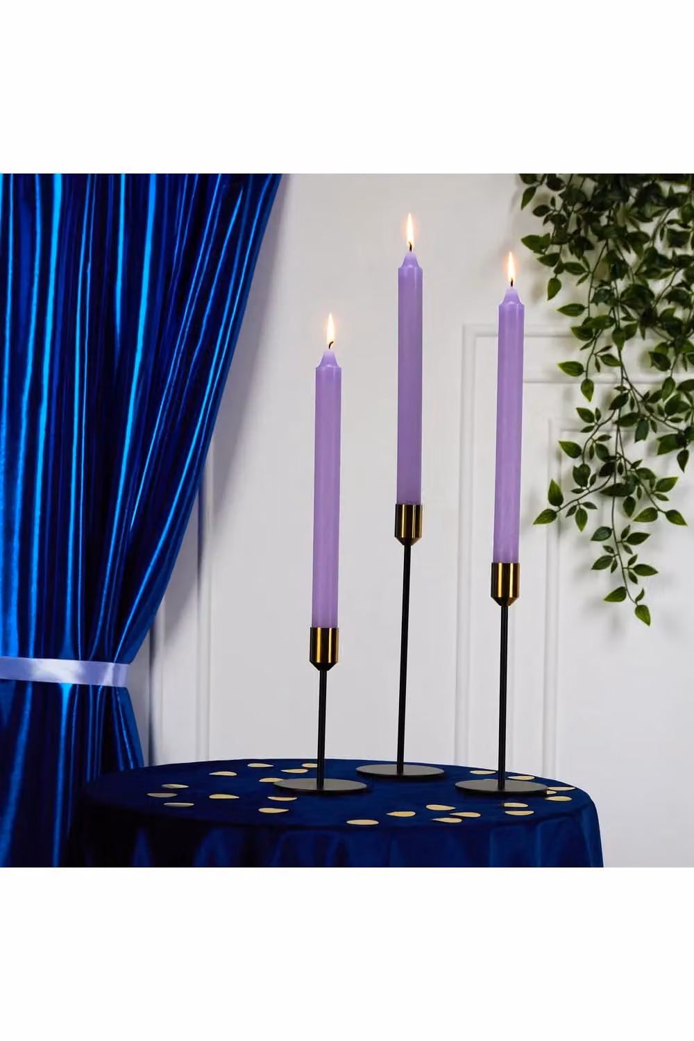 Deco Express Set of 15 Unscented Dripless Tapered Candles in Purple – 8