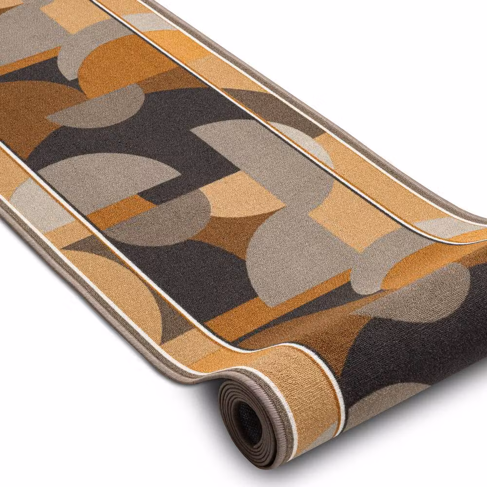 RugsX Malis Anti-Slip Abstract Runner in Beige and Multicolour, W: 100 cm, L: 300 cm – 2