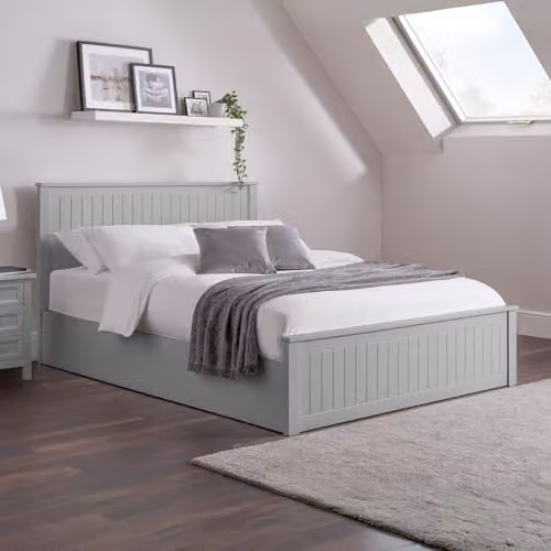Julian Bowen Maine Ottoman Storage Bed, Grey, W/D/H: 140 x 200 x 145.5 cm – 1