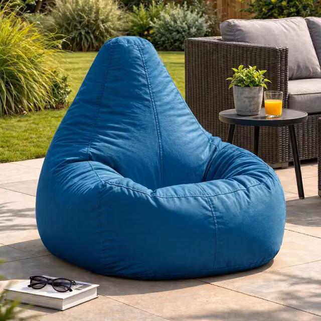 ICON Dalton High Back Adult Gaming Bean Bag Chair for Indoor and Outdoor Use in Petrol
