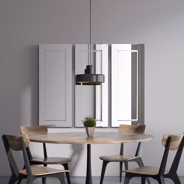 Set of 3 Horsley Modern All Glass Rectangular Wall Mirrors in Silver by MirrorOutlet