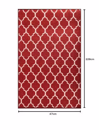 Desire Rugs Red Trellis Design Non-Slip Machine Washable Runner Mat, W: 67 cm, L: 220 cm – 5