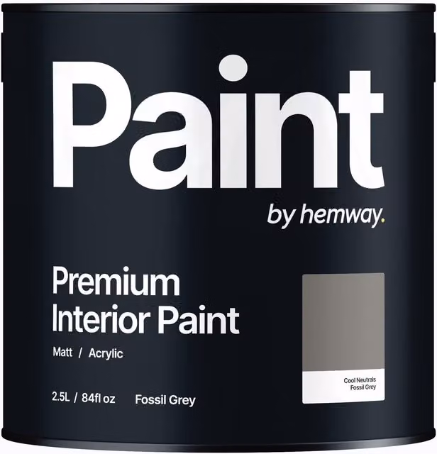 Hemway Matt Acrylic Interior Dispersion Paint in Grey, 2.5 l